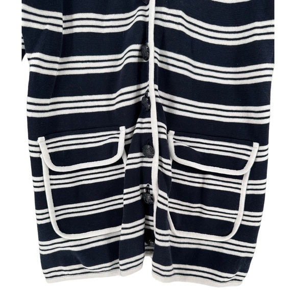 Brooks Brothers Navy White Striped Button Front Cardigan Sweater Pockets size M - Picture 4 of 11